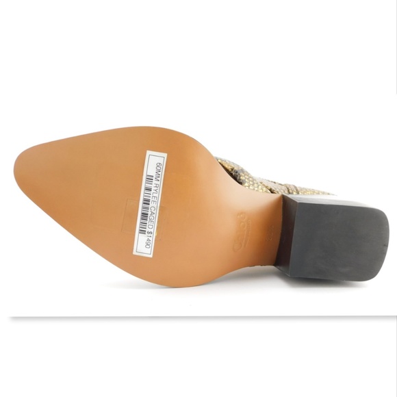 New CHLOE Metallic Gold Python Snake Caged Block Heel Buckle Strap Booties 36.5 - Picture 7 of 8